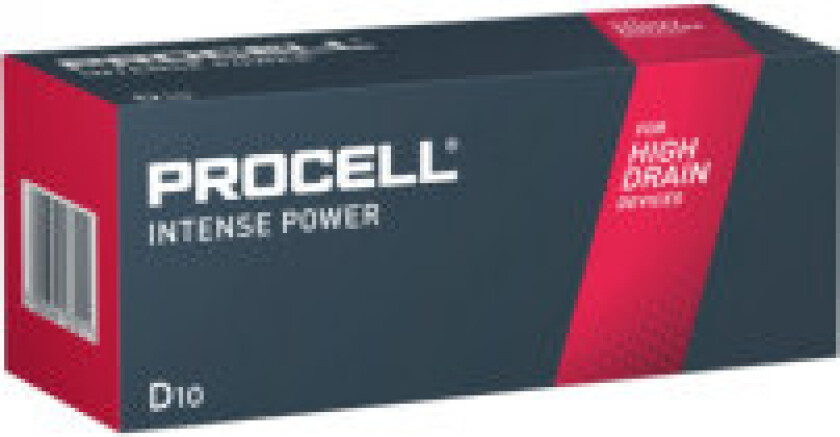 Procell Alkaline Intence Power D indutribatterier er specielt designet til at holde længere end alm. D batterier. - (10 stk.)