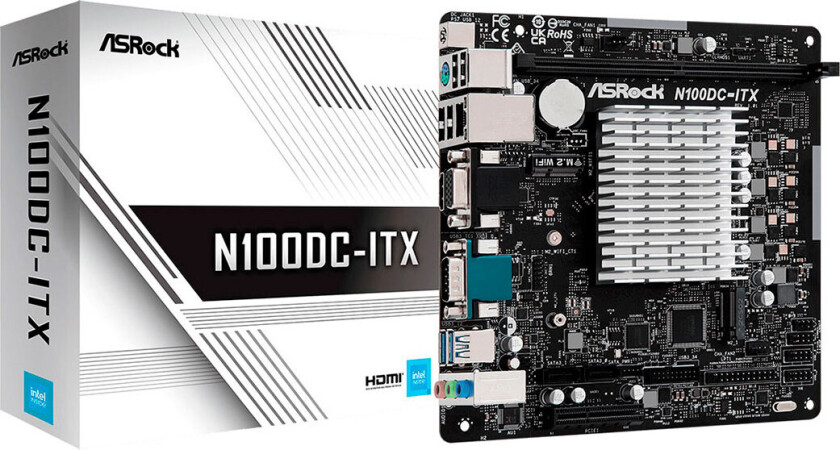 N100DC-ITX - Hovedkort - mini-ITX - Intel N-series N100 - Gigabit LAN - innbygd grafikk - HD-lyd (8-kanalers)