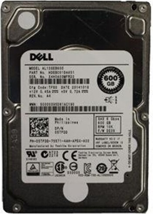 - Harddisk - 600 GB - intern - 2.5 - SAS - 10000 rpm - for PowerVault MD3200, MD3660f
