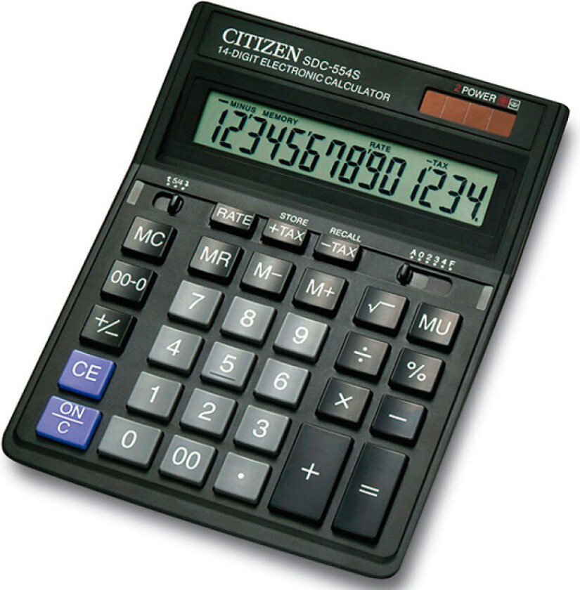 Citizen SDC-554S - Skrivebordskalkulator - 14 sifre - solpanel, batteri - svart