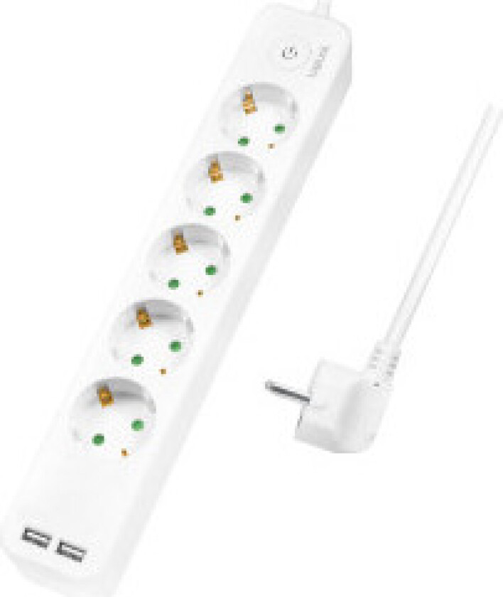 LogiLink Grenuttag 5-vägs + 2st USB m b