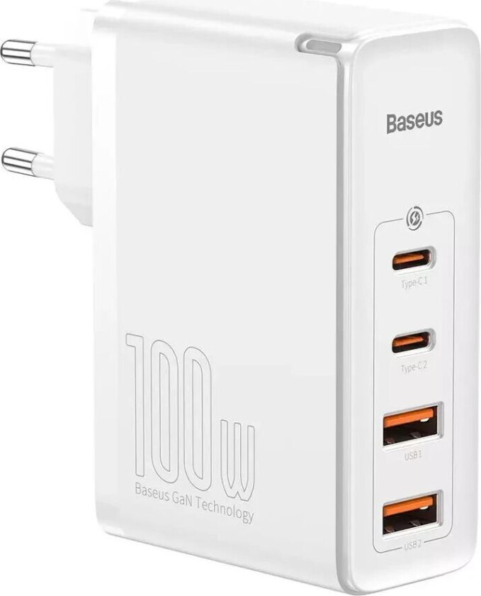 100W PD GaN² Pro Hurtiglader - Vegglader med 2 x USB-C og 2 x USB-A - Hvit