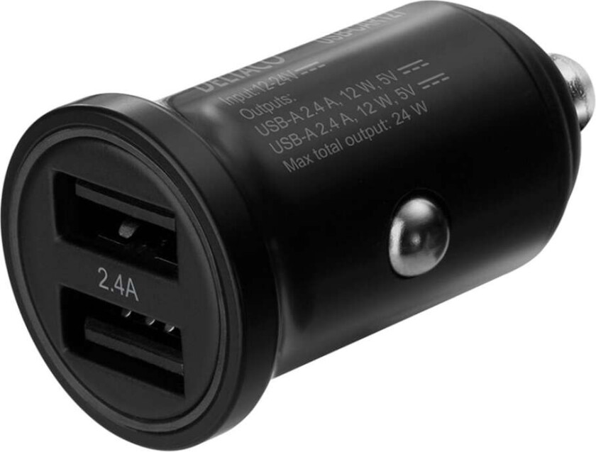 12/24 V USB car charger with dual USB-A po