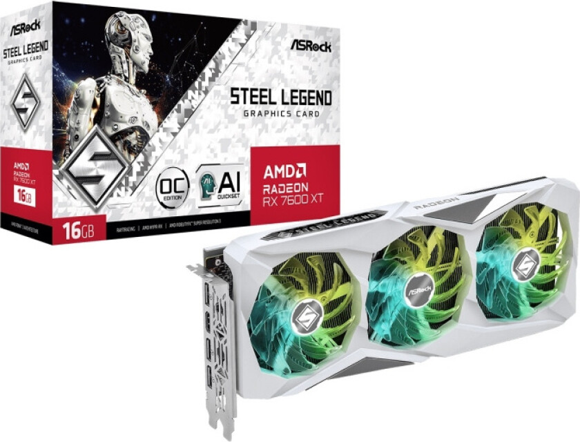 Radeon RX 7600 XT Steel Legend - 16GB GDDR6 RAM - Grafikkort