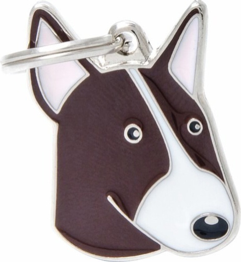 White and Brown Bull Terrier ID Dog Tag
