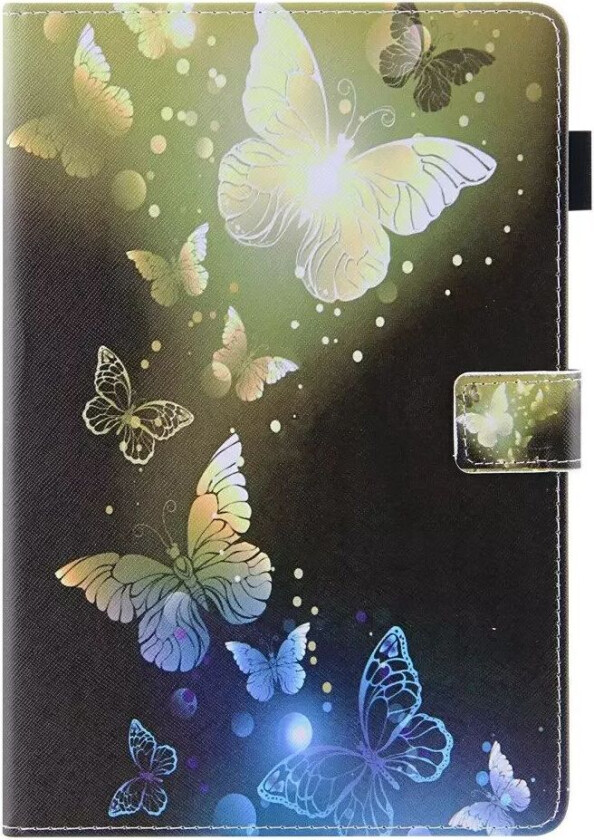 iPad Mini (2021) - Skinndeksel med Lommebok og Trykk - Gull Sommerfugler