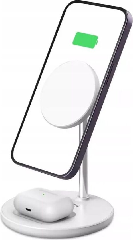 Tech-Protect A21 2-in-1 Trådløs Lader 15W - Hvit
