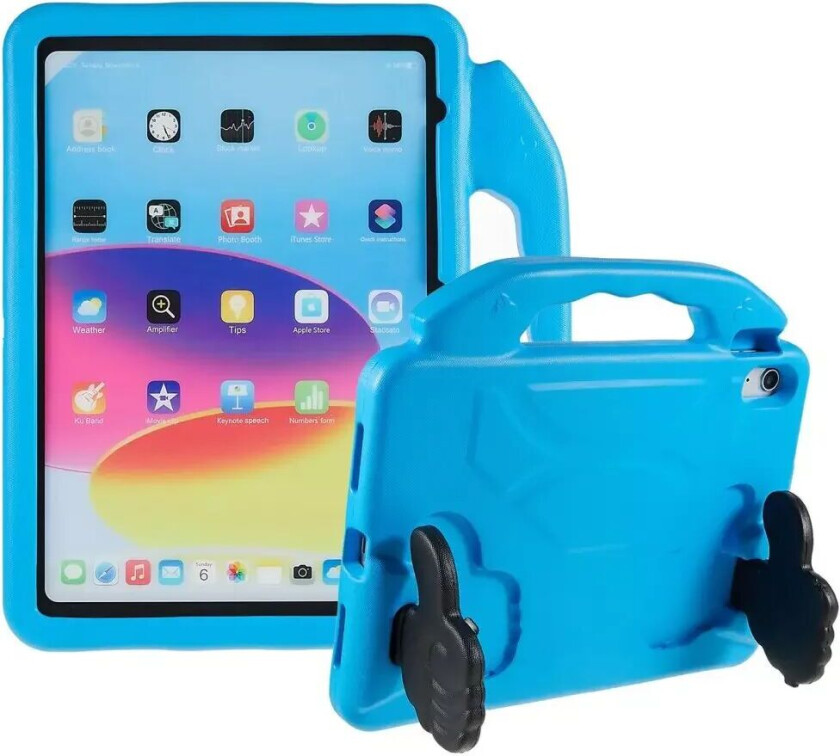 iPad 10.9" (2022) Barnedeksel - Thumb Kickstand Bakdeksel - Blå