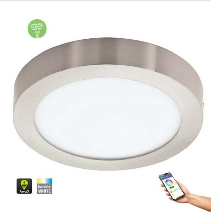 Z Fueva Bath plafond, børstet stål, Ø21 cm