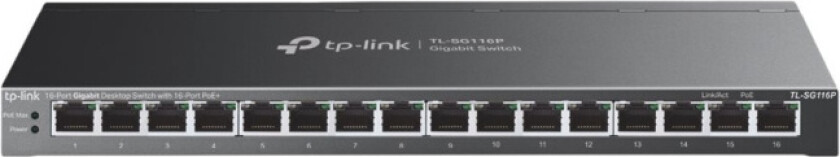 TL-SG116P 16-Port Gigabit Desktop Switch with 16-Port PoE+