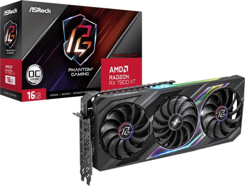 Radeon RX 7800 XT Phantom Gaming OC - 16GB GDDR6 RAM - Grafikkort