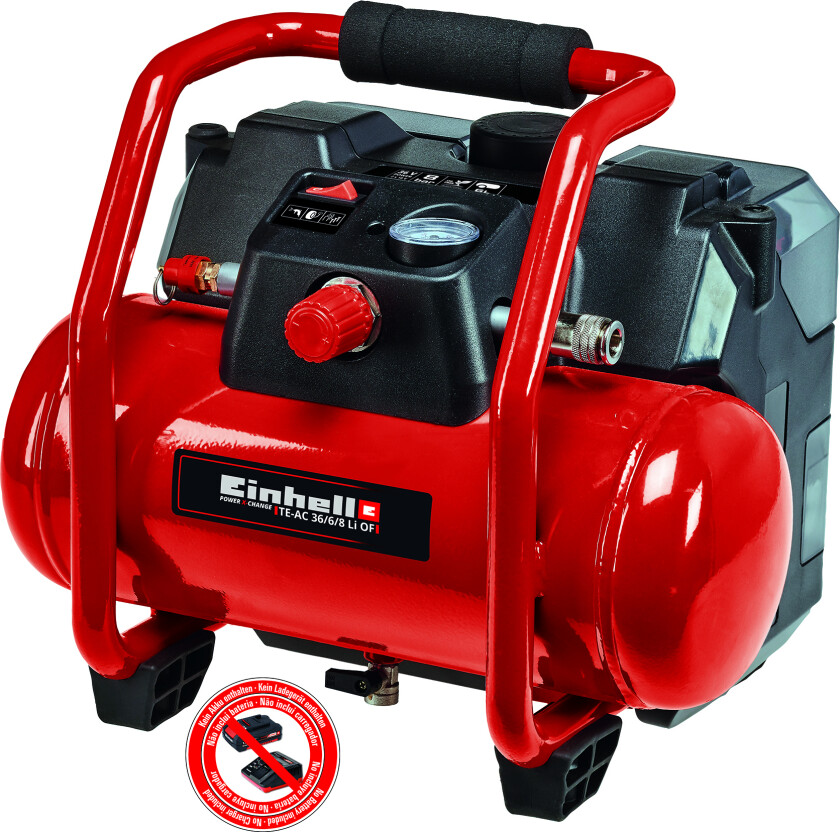 TE-AC 36/6/8 Li OF batteridrevet kompressor med tilbehør 8 bar 6 liter 2x18 V u/batteri og lader