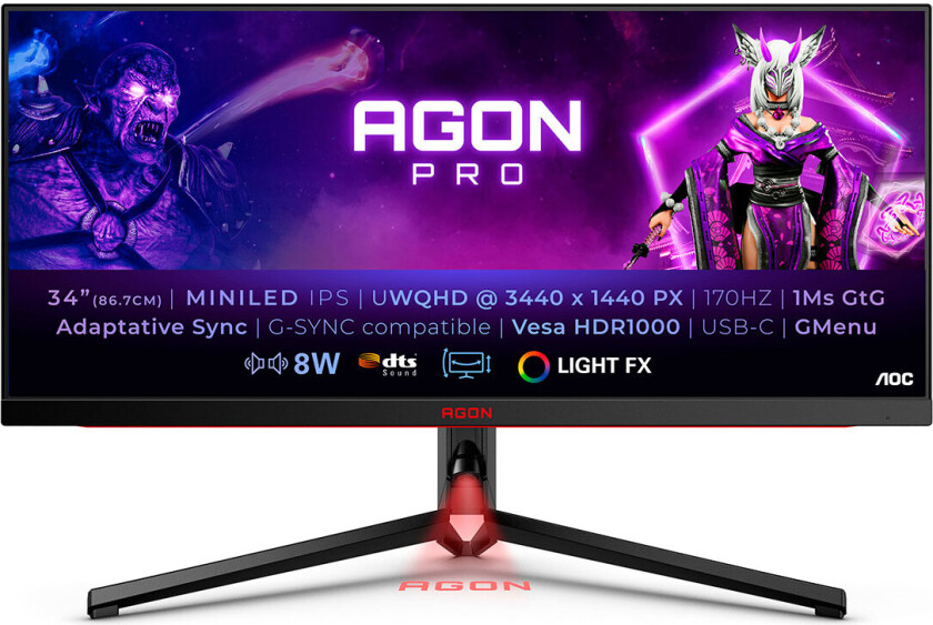 34" AOC Gaming AG344UXM - AGON Series - LED monitor - 34" - HDR - 1 ms - Skjerm