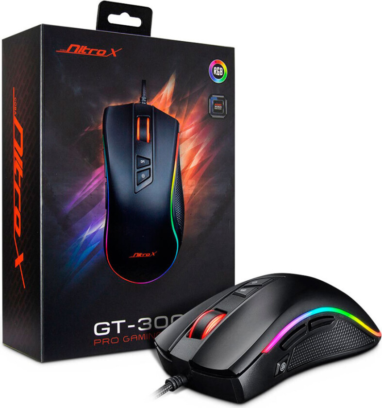 Nitrox GT-300+ RGB - Mus - Optisk - 8 - Svart