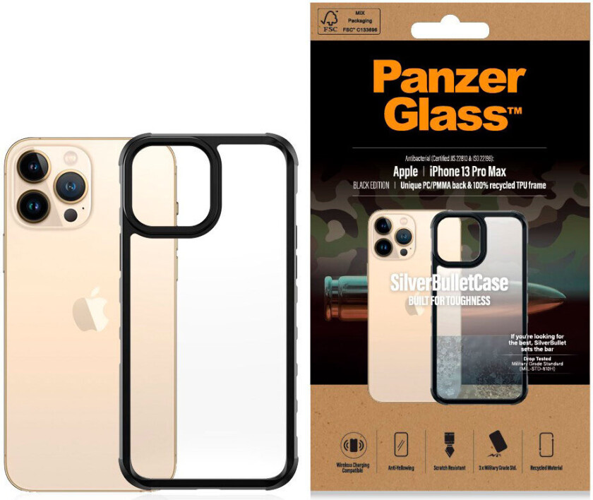 Apple iPhone 13 Pro Max AntiBacterial Bulky ClearCase - Black