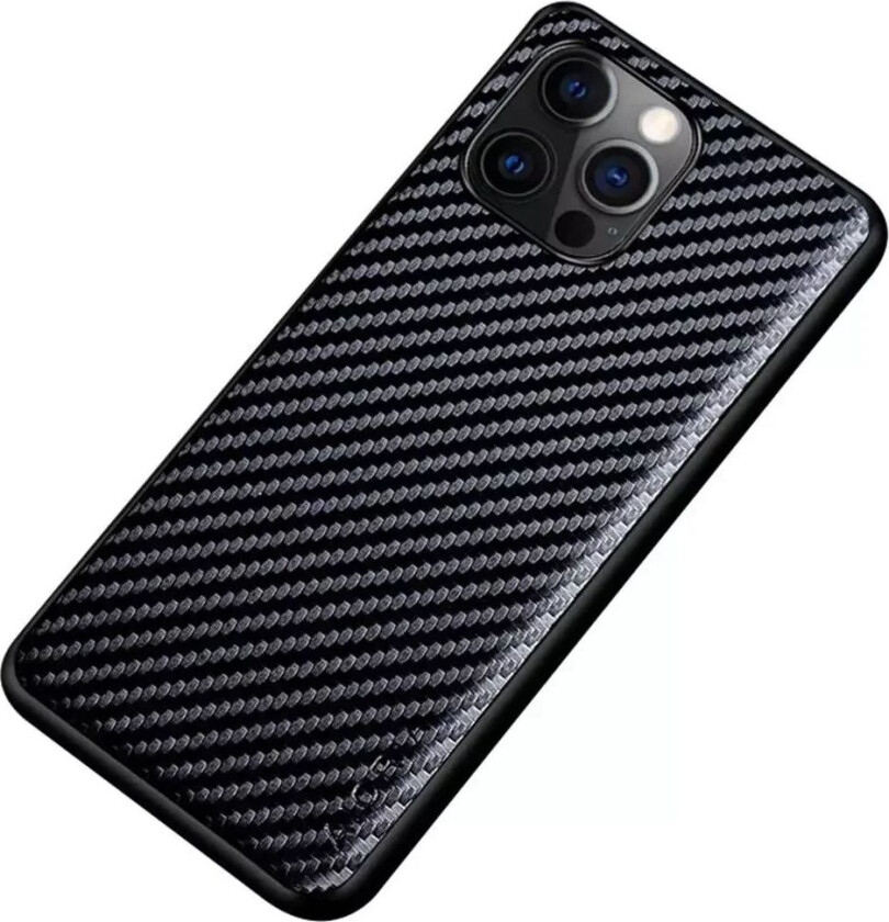 iPhone 14 Pro Max Hybrid Plastbakdeksel Med Karbondesign - Svart