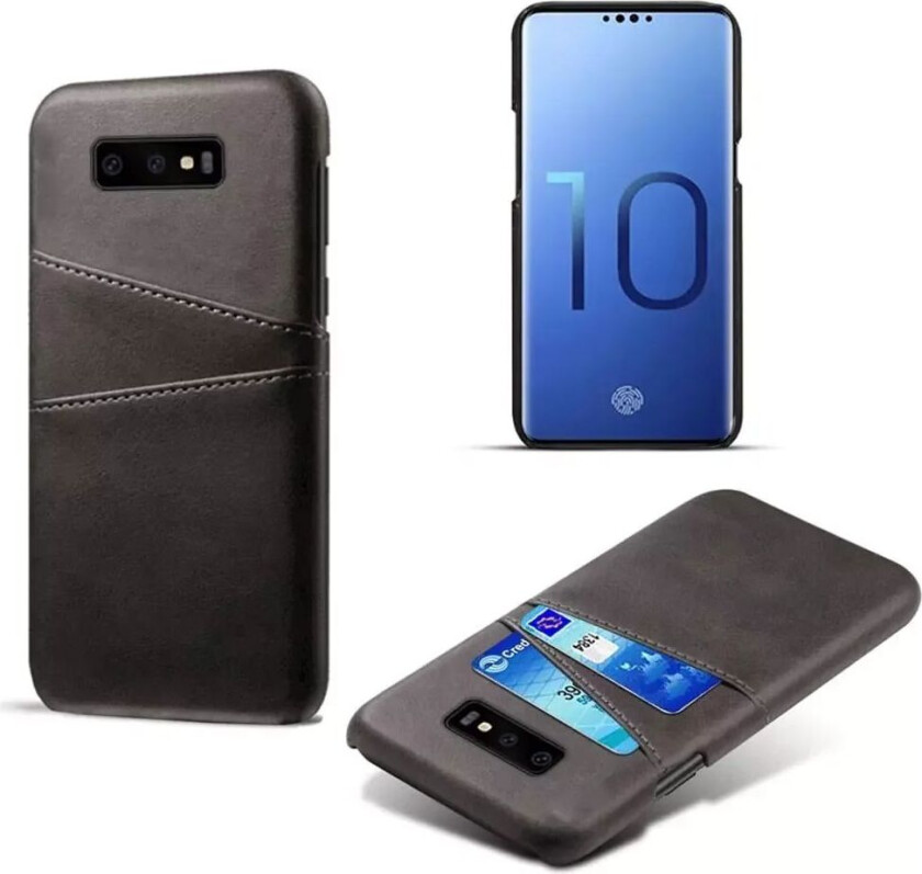 Samsung Galaxy S10e Skinndekket Plastdeksel m. Kredittkortlomme - Svart