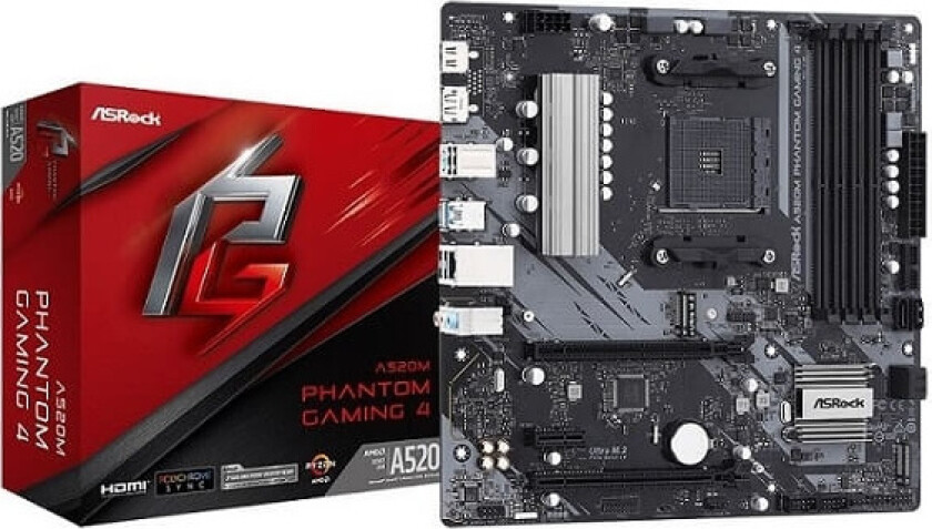 A520M Phantom Gaming 4 Hovedkort - AMD A520 - AMD AM4 socket - DDR4 RAM - Micro-ATX