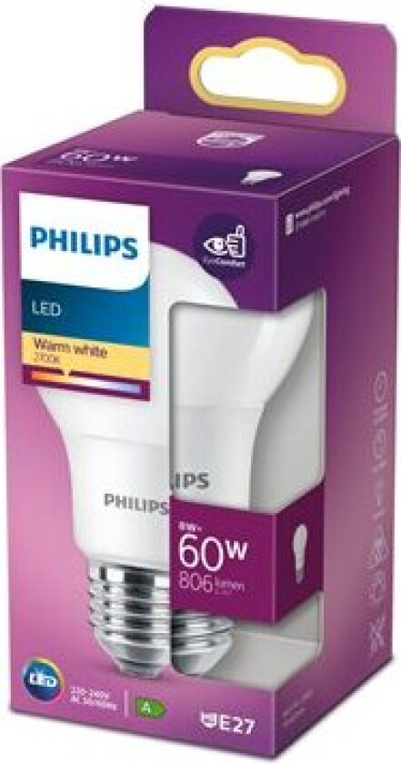 LED-lyspære Standard 8W/827 (60W) Frosted E27