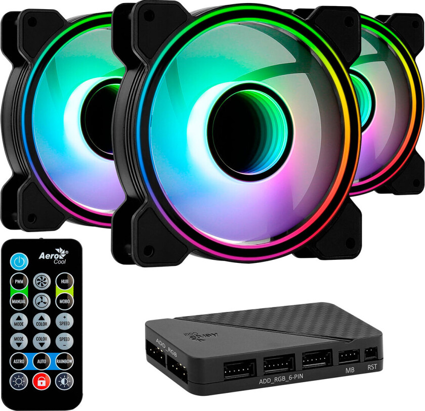 Mirage 12 ARGB Pro - Kabinettvifte - 120mm - Svart med RGB LED-lys - 18 dBA