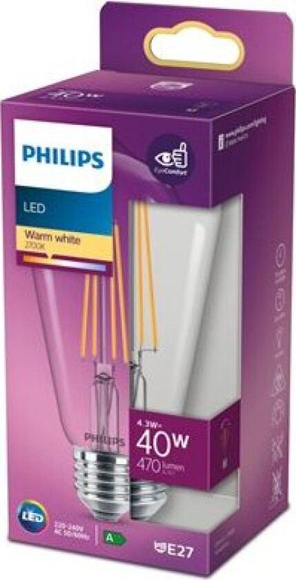 LED-lyspære Classic Edison 4,3W/827 (40W) Clear E27