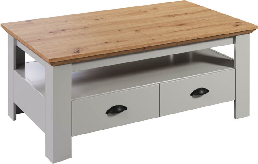 Landside sofabord 2 skuffer, 1 hylle, grå.