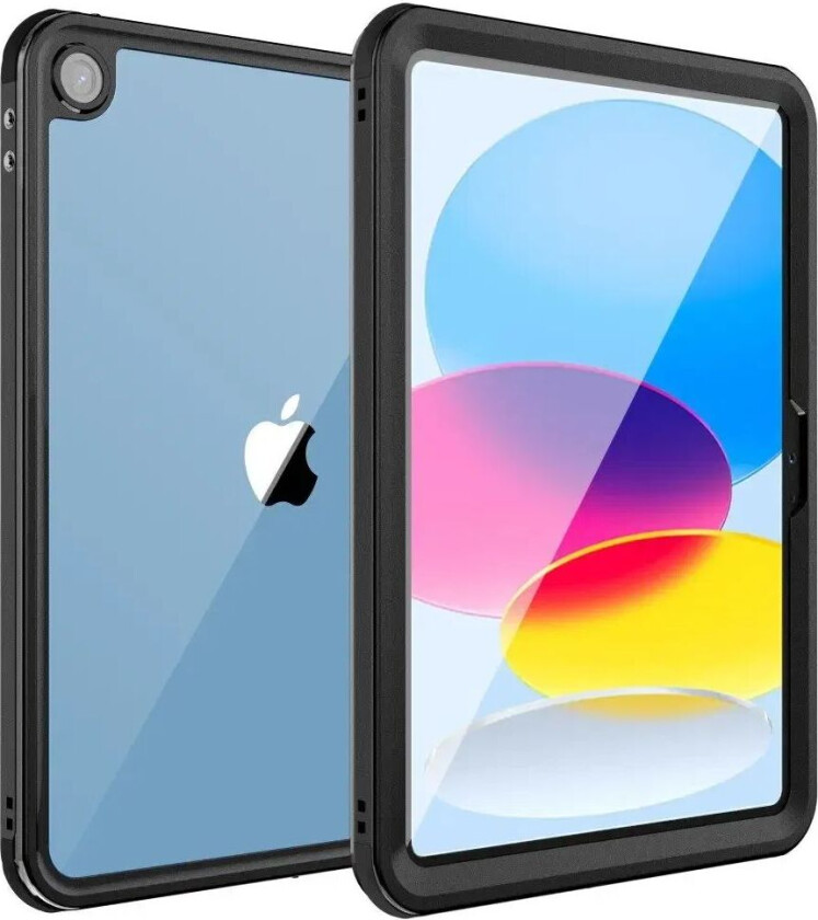 iPad 10.9" (2022) Vanntett Håndverkerdeksel med Skjermbeskytter - Gjennomsiktig / Svart