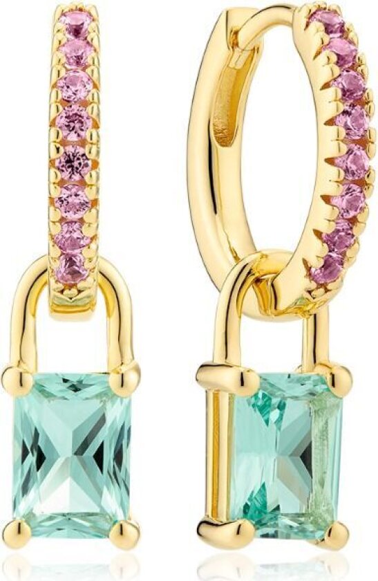Roccanova Forgylt Sølv Øredobber Med Zirconia SJ-E42253-TQPK-YG