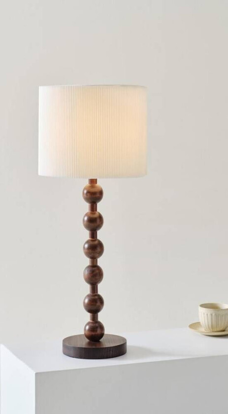 MALIA bordlampe Valnøttbrun/hvit