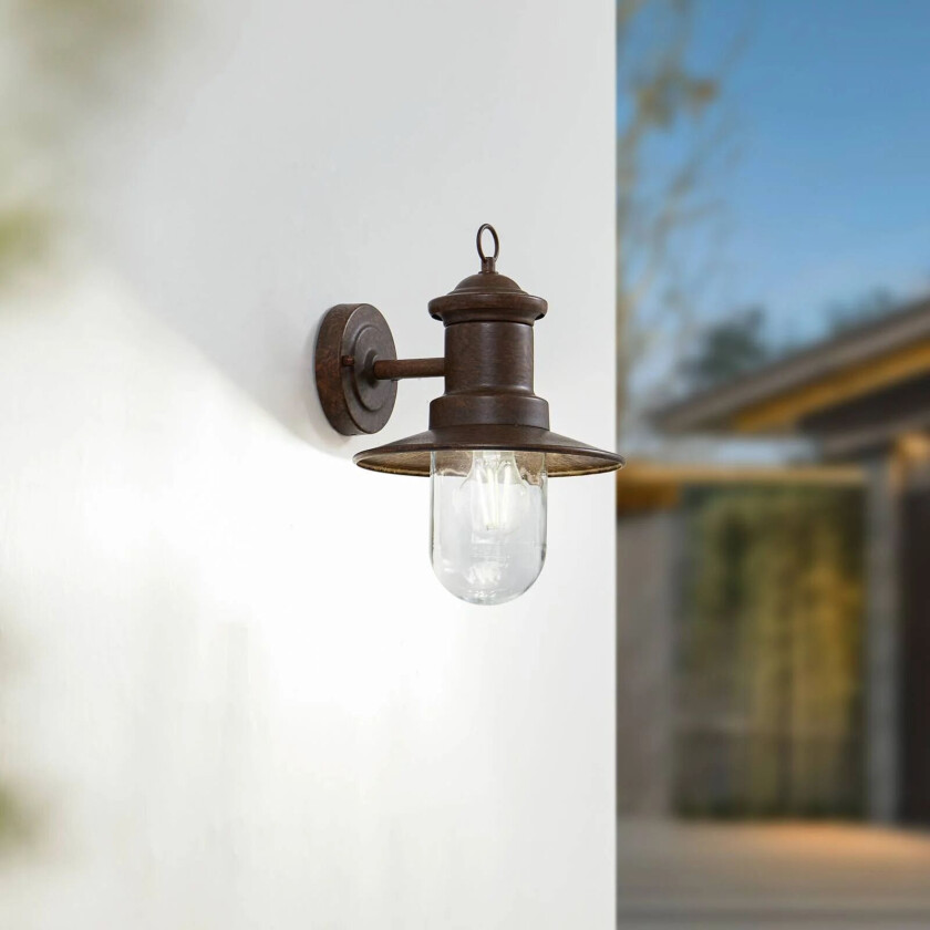 utendørs vegglampe Eloretta, rust, stål, høyde 31 cm