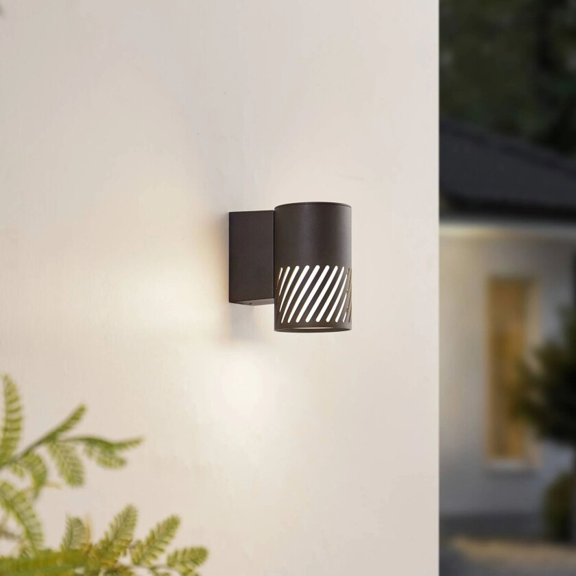 utendørs vegglampe Lurinda, svart, aluminium, Ø 10,5 cm