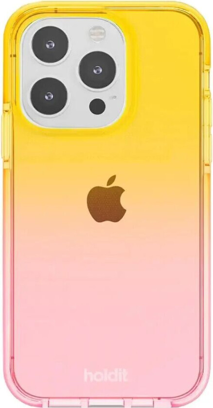 Holdit iPhone 14 Pro Seethru Deksel - Gradient Bright Pink/Orange Juice