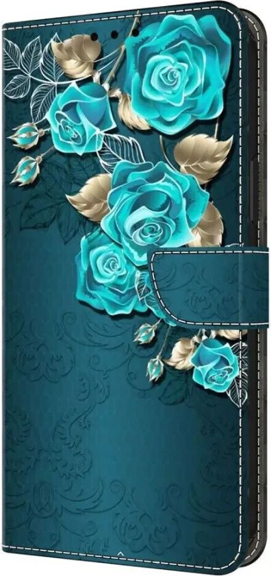Samsung Galaxy A05s Flip Deksel i Skinn med Lommebok og Trykk - Blå Rose