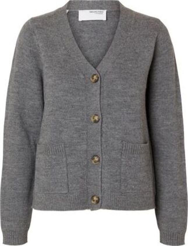 Ana Ls Knit Cardigan - Medium Grey Melange L