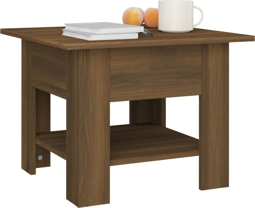 Salongbord brun eik 55x55x42 cm sponplate - Brun