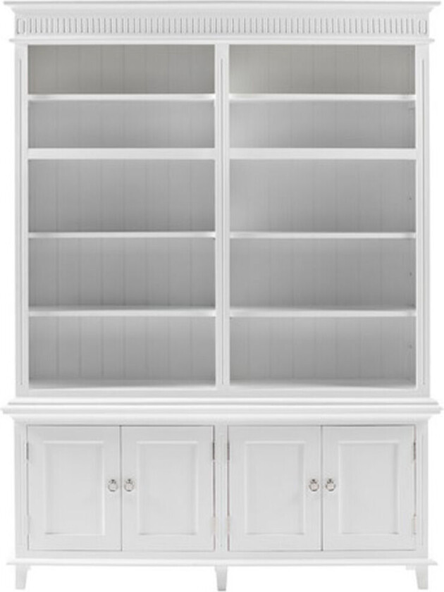 Skansen hylle , bokhylle 10 hyller, 4 dører hvit.