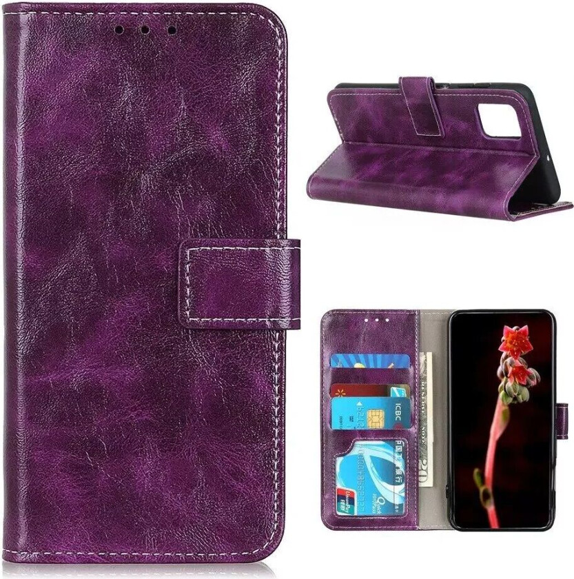 Samsung Galaxy S20 FE / S20 FE (5G) Skinn Flip Deksel med Stativ - Lilla