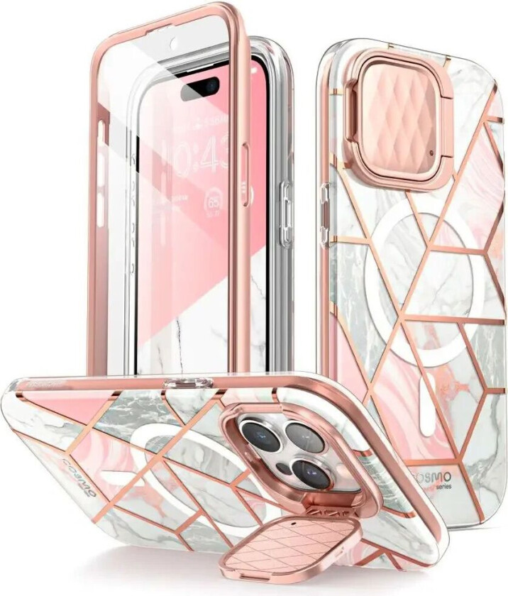 I-Blason iPhone 15 Pro Max i-Blason Cosmo Marble Deksel m. Skjermbeskytter - MagSafe Kompatibel - Rosa