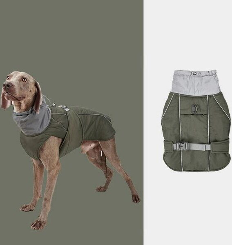 Militærgrønt vanntett varmt hundedekken med refleks