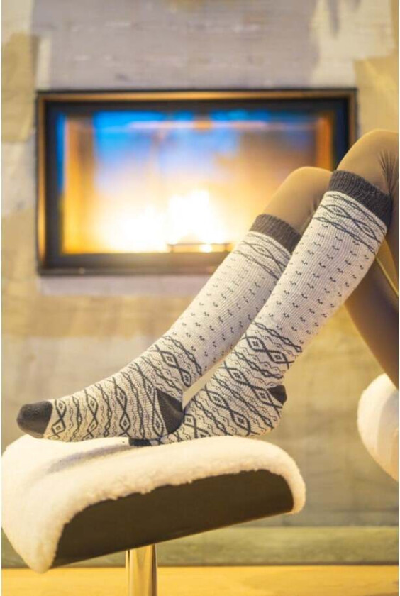 Raggenes Knitted Wool Stocking, ullsokk Ligth Grey/Ebony