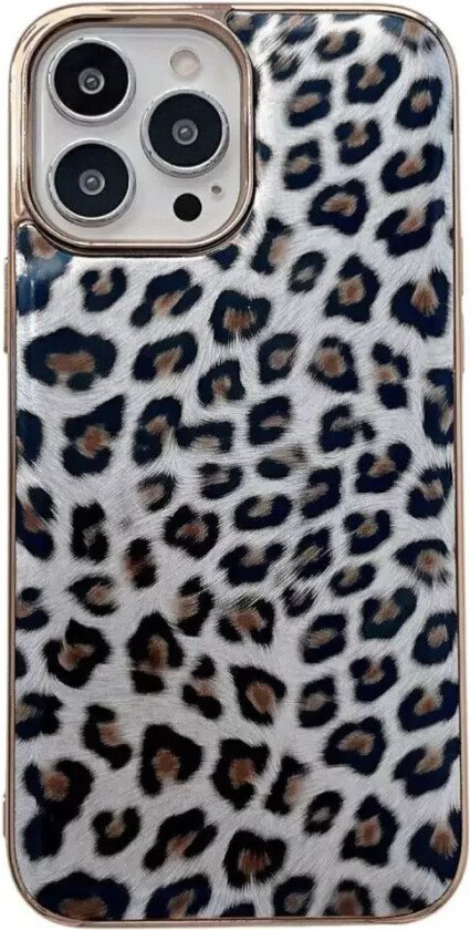 iPhone 14 Pro Fleksibelt Plastdeksel - Leopardmønster - Sølv