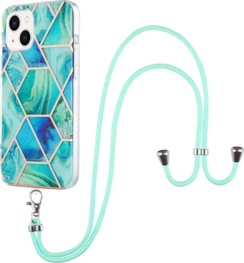 iPhone 14 Plus Fleksibelt Plastdeksel m. Stopp - Marmor - Grønn