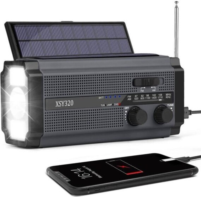 Emergency Solar Radio - Black - AM/FM - Mono - Svart