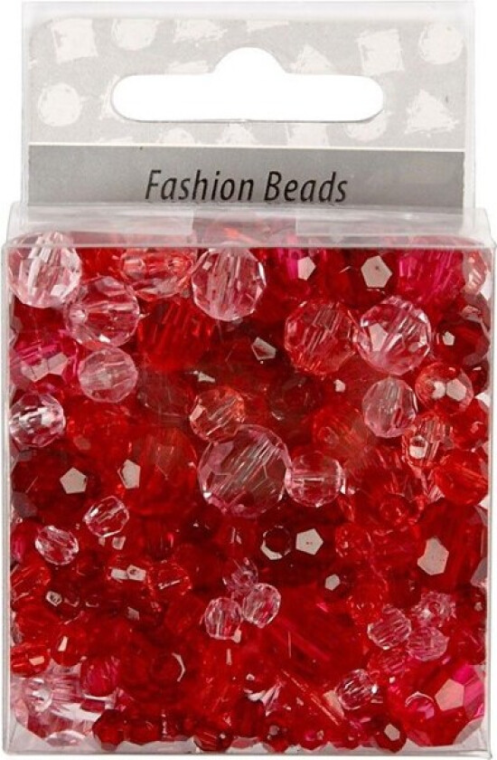 Harmoni Fasetterte Plastperler Miks Rød Harmoni 45 G