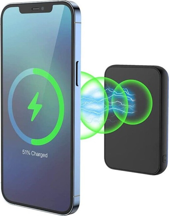 Magnetic - Apple MagSafe Compatible Nødlader - Svart - 10000 mAh