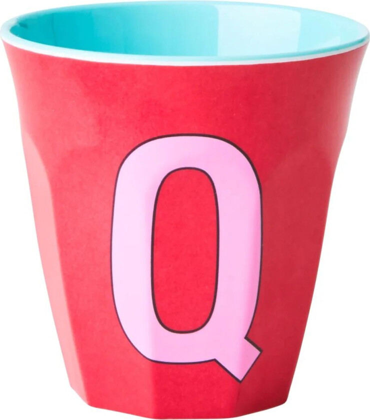 Rice melaminkopp medium bokstav Q 30 cl Pink