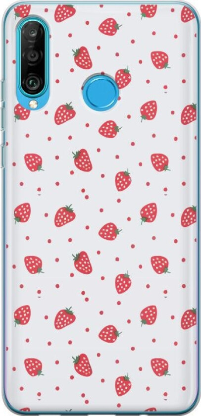 Mobildeksel til Huawei P30 lite med Jordbær motiv