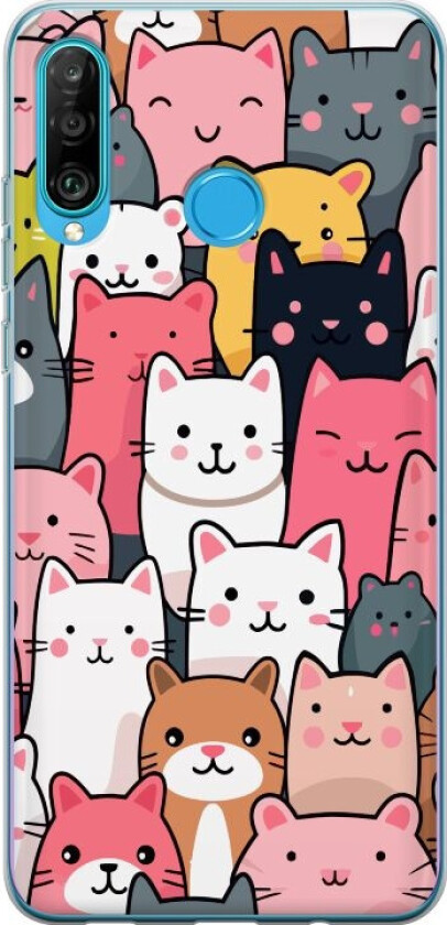 Mobildeksel til Huawei P30 lite med Kattmønster motiv