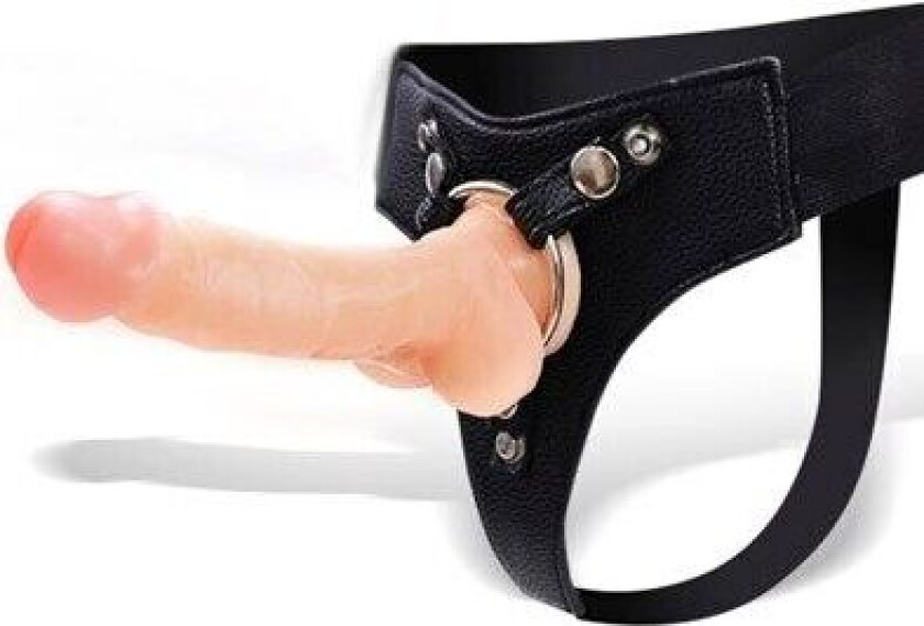Elastic Strap-on Silicone Dildo 18 cm Strap-on med sele