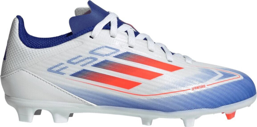 adidas F50 League FG/MG Q3 24, fotballsko gress og kunstgress, junior White/Solar Red/Blue